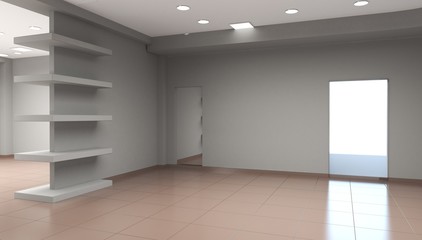 empty pavilion, interior visualization, 3D illustration