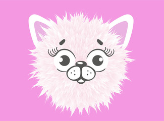 fluffy pink dog isolated