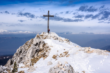 Naklejka na ściany i meble Dolomiti Passo di Lavazè trekking sul Corno Bianco
