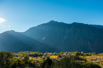 Sunrise and sunset on the mountain