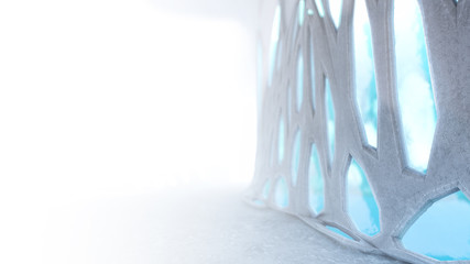 holey structure smooth in the form of a corridor, 3d render