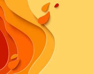 Autumn sale - yellow paper cut shapes background