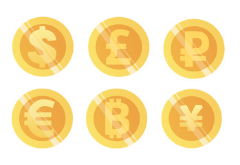 Bitcoin, RMB, Yen, US Dollar, Euro, Rouble, Pound, Coin, Currency, Gold, Wealth, Exchange Rate, Money, Wealth, Illustration, Trade, Economy,