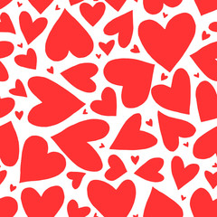 Obraz premium Seamless pattern with hearts. Red hearts on white background