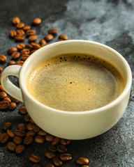 Obraz na płótnie Canvas coffee drink and coffee grain menu concept. food background. top view. copy space