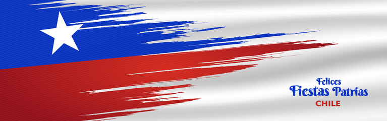 18 de septiembre, Felices Fiestas Patrias, English translation : (Chile national holiday, 18 September)  National Holidays Celebration Card.