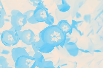 Blue gradient background with tulips pattern. Abstract background