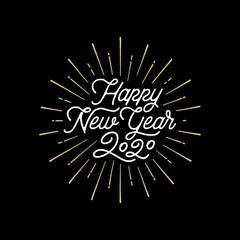 Happy New Year. Holiday 2020 Gold Black Vector