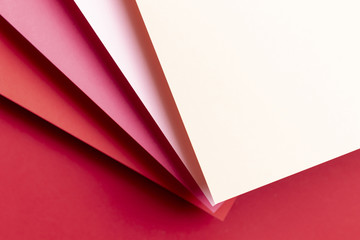 Top view different shades of red papers
