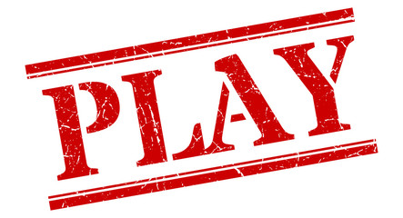 play stamp. play square grunge sign. play