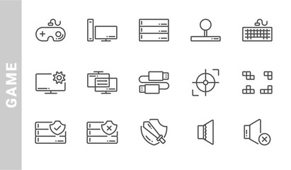 game icon set. Outline Style. each made in 64x64 pixel