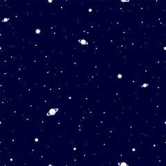 Fototapeta na wymiar Starry night sky pattern with planets