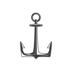 Nautical Anchor isolated white background. Ship anchor, vintage icon. Vector illustration for marine and heraldry design. EPS 10.