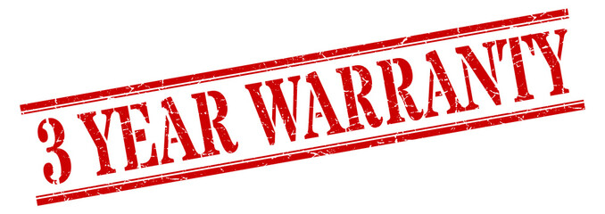 3 year warranty stamp. 3 year warranty square grunge sign. 3 year warranty