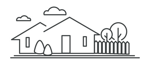 Suburban neighborhood, residential building, town house isolated icon