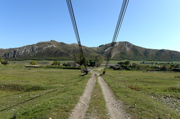 Anchorages of the old bridge over the Inya River near the village of Chineta in the Altai Territory