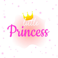 Little princess, golden crown, vector illustration