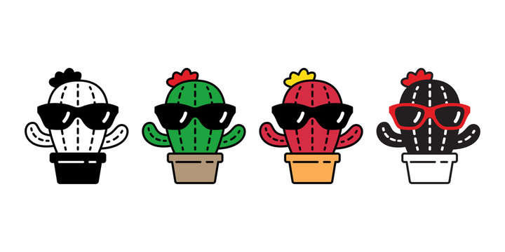cactus vector Desert flower icon logo botanica character cartoon plant garden symbol illustration doodle design