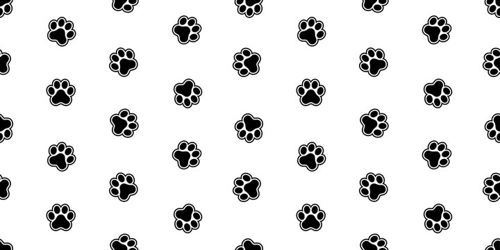 dog paw seamless pattern vector footprint french bulldog cartoon scarf isolated repeat wallpaper tile background doodle illustration design