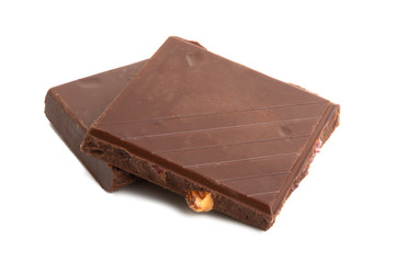 chocolate with fruits and nuts isolated
