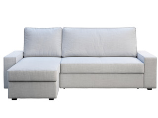 Modern white fabric sofa with chaise lounge. 3d render