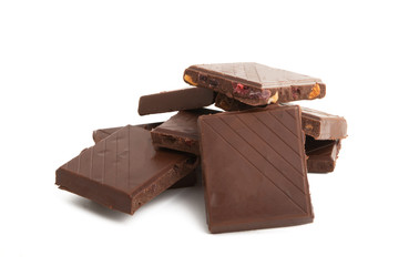 chocolate with fruits and nuts isolated
