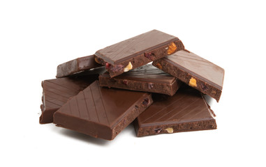 chocolate with fruits and nuts isolated