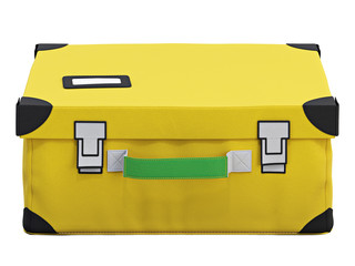 Yellow storage box for toys. 3d render