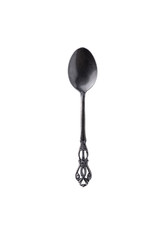 vintage black silver spoon on isolated white background