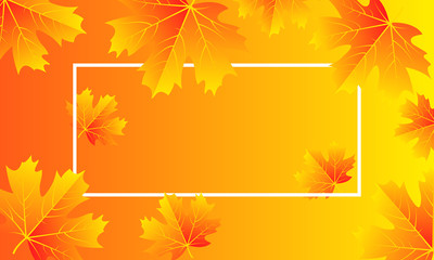 Autumn background with leaves and white frame, vector art illustration.