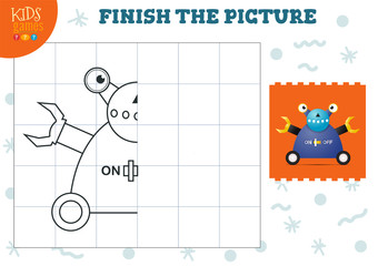 Copy picture vector illustration. Complete and coloring game for preschool and school kids