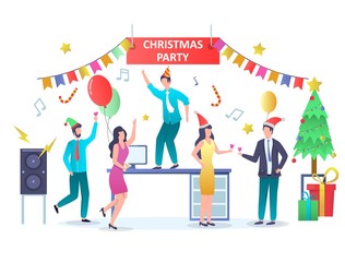 Christmas party concept for web banner, website page