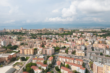 Fototapeta premium Drone View of an Italian City showing up the downtown . 