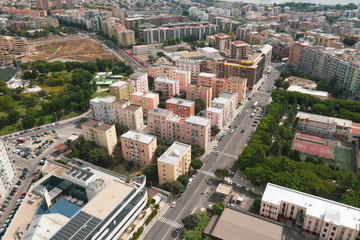 Drone View of an Italian City showing up the downtown . 