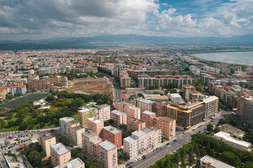 Obraz premium Drone View of an Italian City showing up the downtown . 