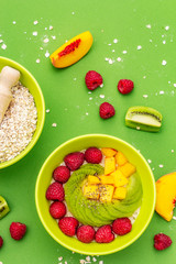 Oatmeal bowl with fresh berries and fruits