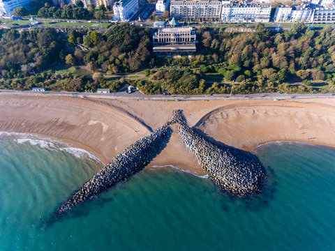 Mermaid Sea defence in Folkestone Kent by drone