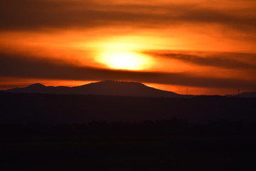sunset over the hills