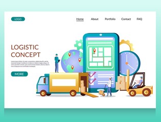 Logistics concept vector website landing page design template
