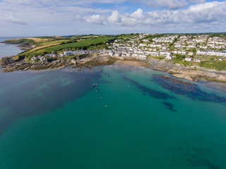 Aerial view of fishing village, by drone porthscatho