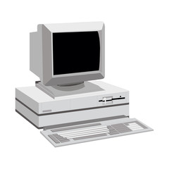 old computer unit with a monitor on a white background