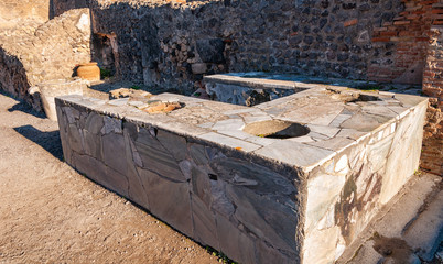 Pompeii, the best preserved archaeological site in the world, Italy. Public fountain.