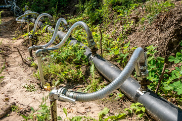 pumping station. groundwater drainage system pumps water out of the ground. dehydration gravel...