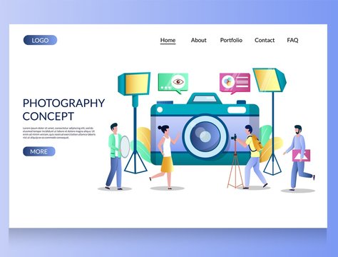 Photography concept vector website landing page design template