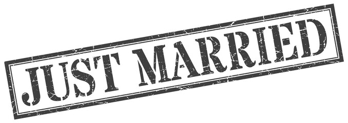 just married stamp. just married square grunge sign. just married