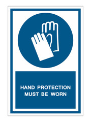 Hand Protection Must Be Worn Symbol Sign Isolate on White Background,Vector Illustration
