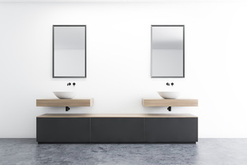 Naklejka na ściany i meble White bathroom interior with double sink