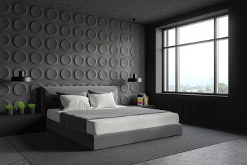 Gray geometric pattern bedroom corner