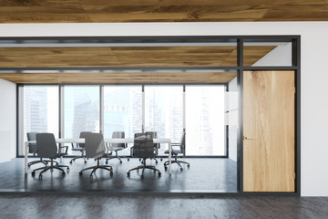 Glass office meeting room interior