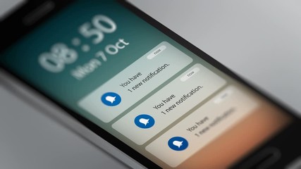 New Notification on Smart Phone. Seamless Loops